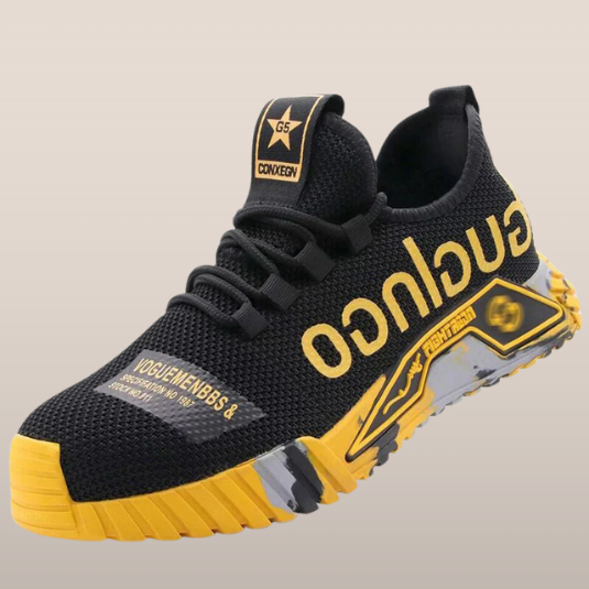 Baskets Homme Noir et Jaune Lacets Sportifs - LuxeStyle