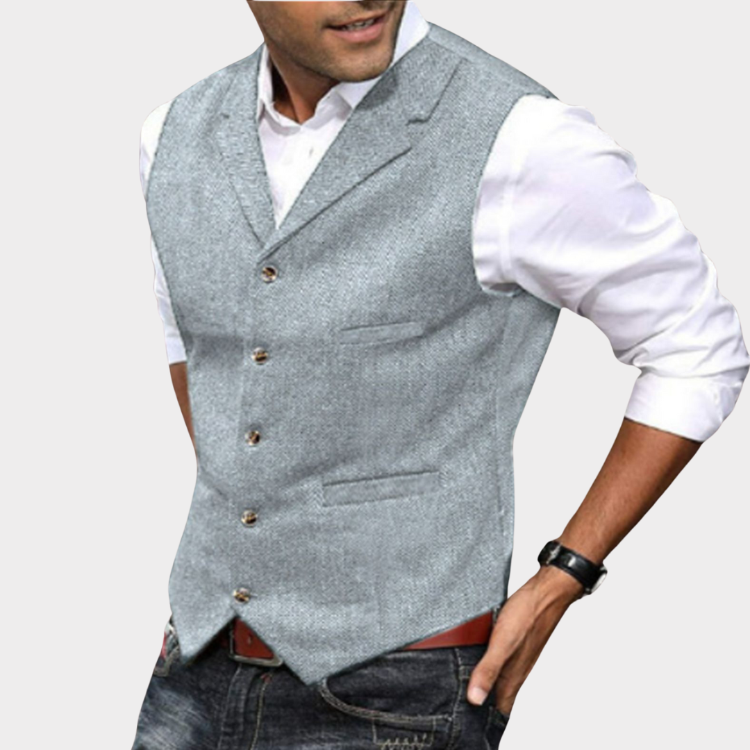 Gilet Homme Gris Mélangé, Style Casual - LuxeStyle