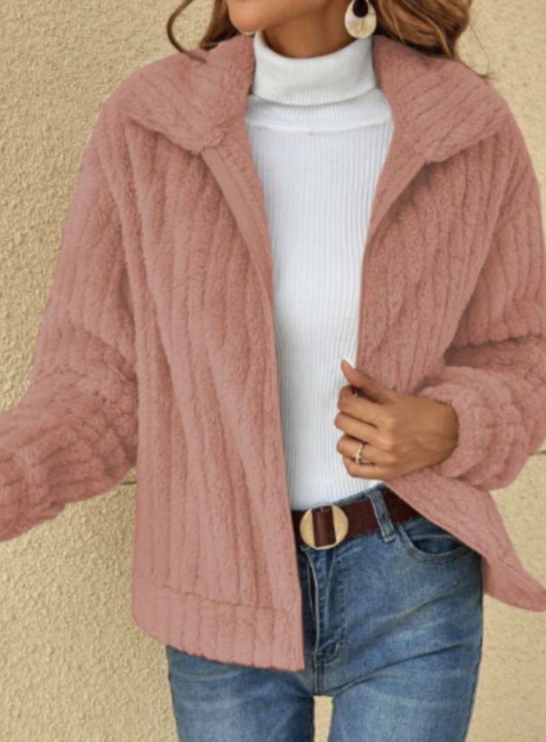 Veste Fourrure Synthétique Châtain Féminine