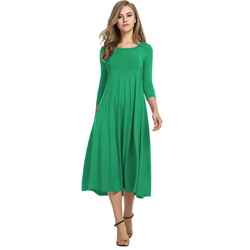 Robe Femme Élégante Mi-Longue Taille Parfaite