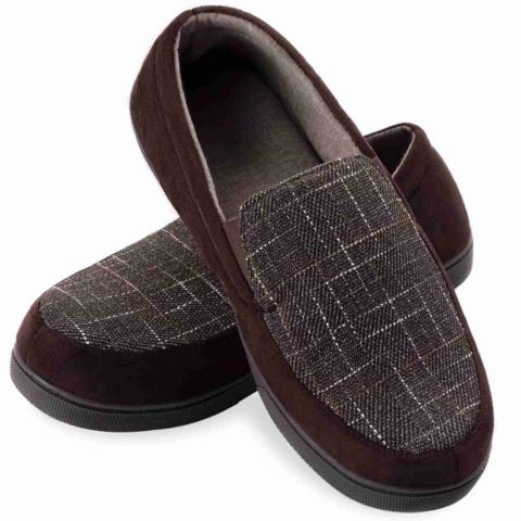 Mocassins douillets en tartan pour homme
