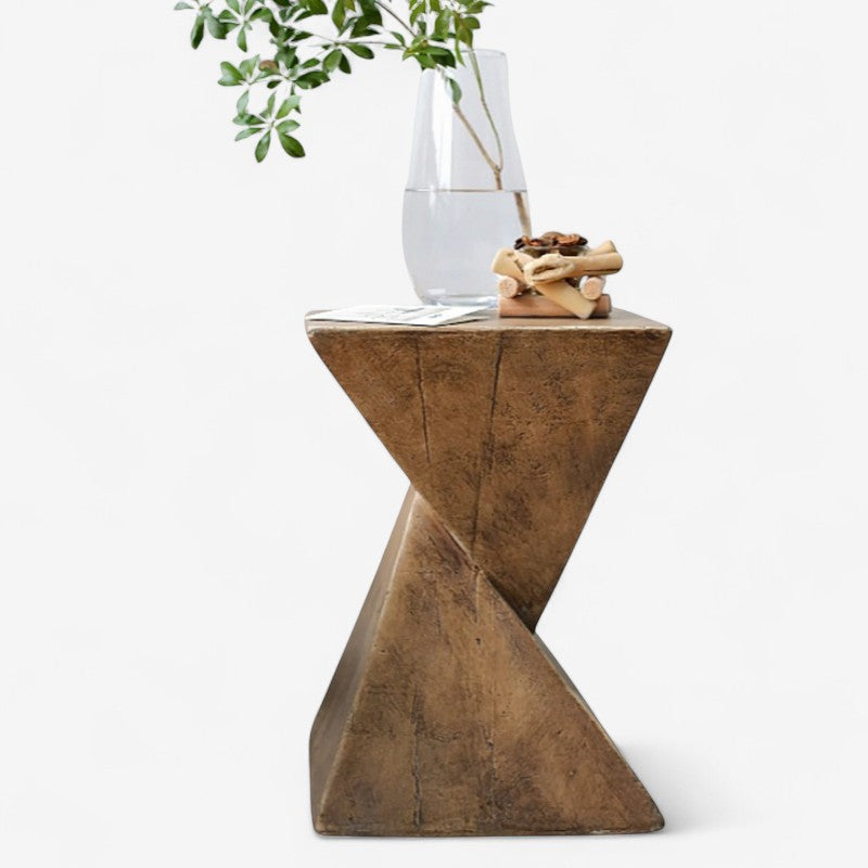 Table Basse en Béton avec Tabouret et Décoration Géométrique