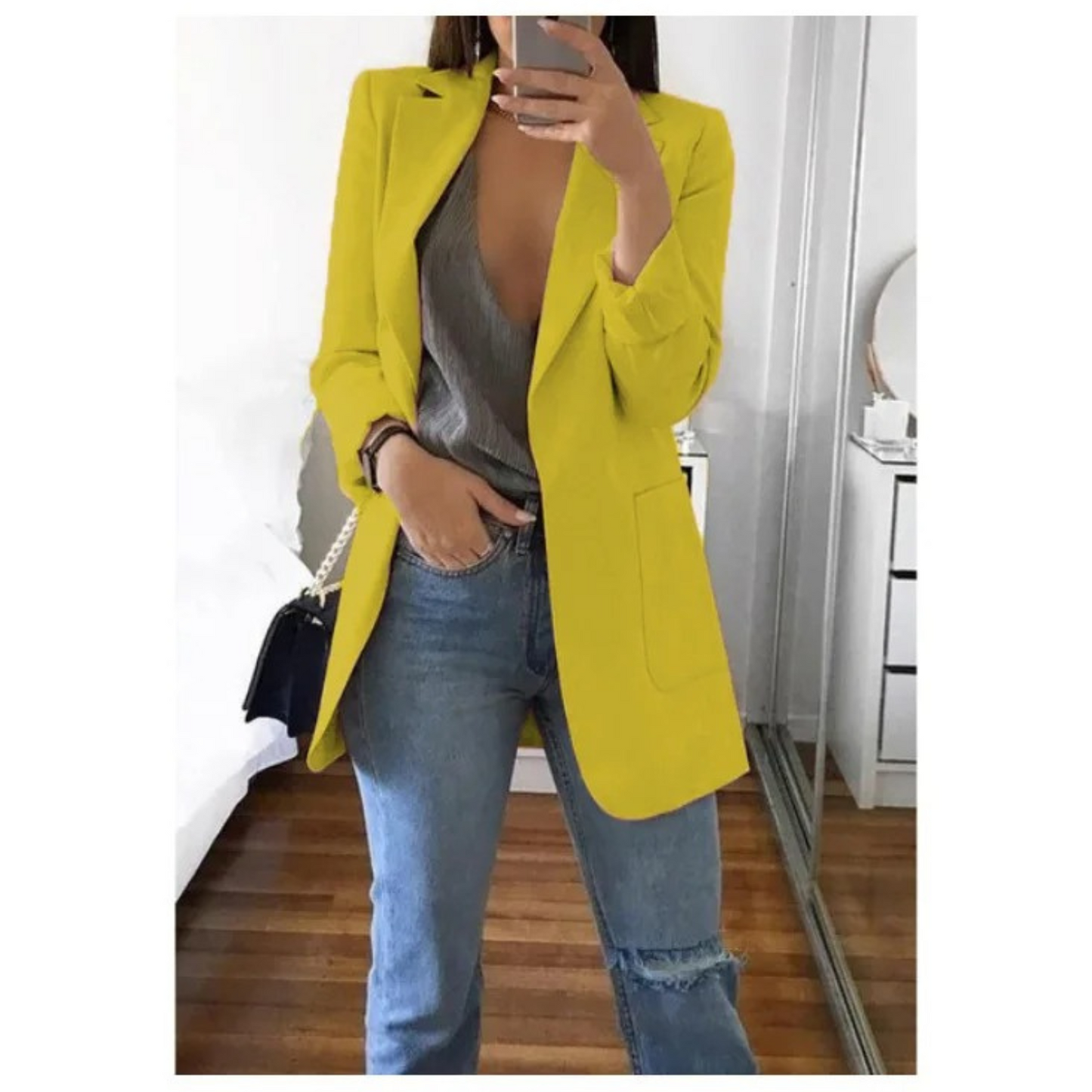 Veste Femme Bleu Ciel Décontractée à Manches Longues