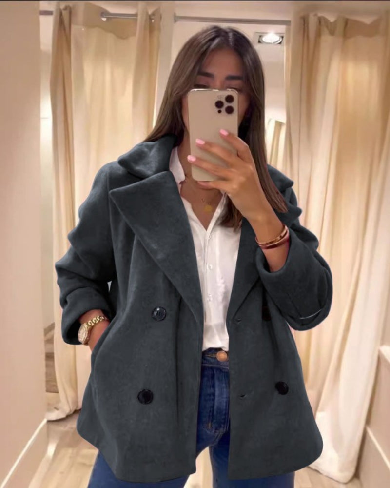 Manteau Femme Hiver Double Fermeture Col Montant