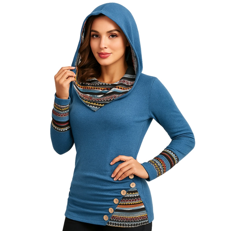 Sweat à capuche chic avec boutons et manches longues