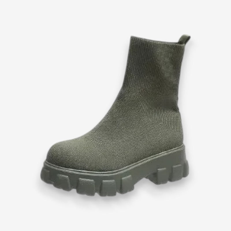 Bottines Femme Hiver avec Semelle Grip et Fermeture Éclair