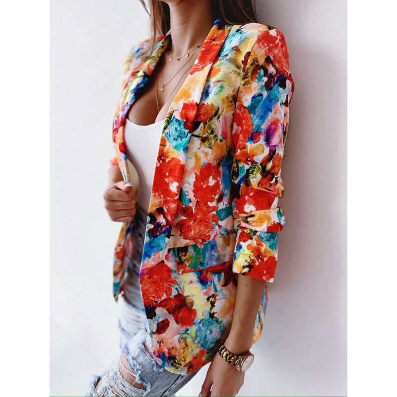 Blazer Chic Fleuri Décontracté pour Femme
