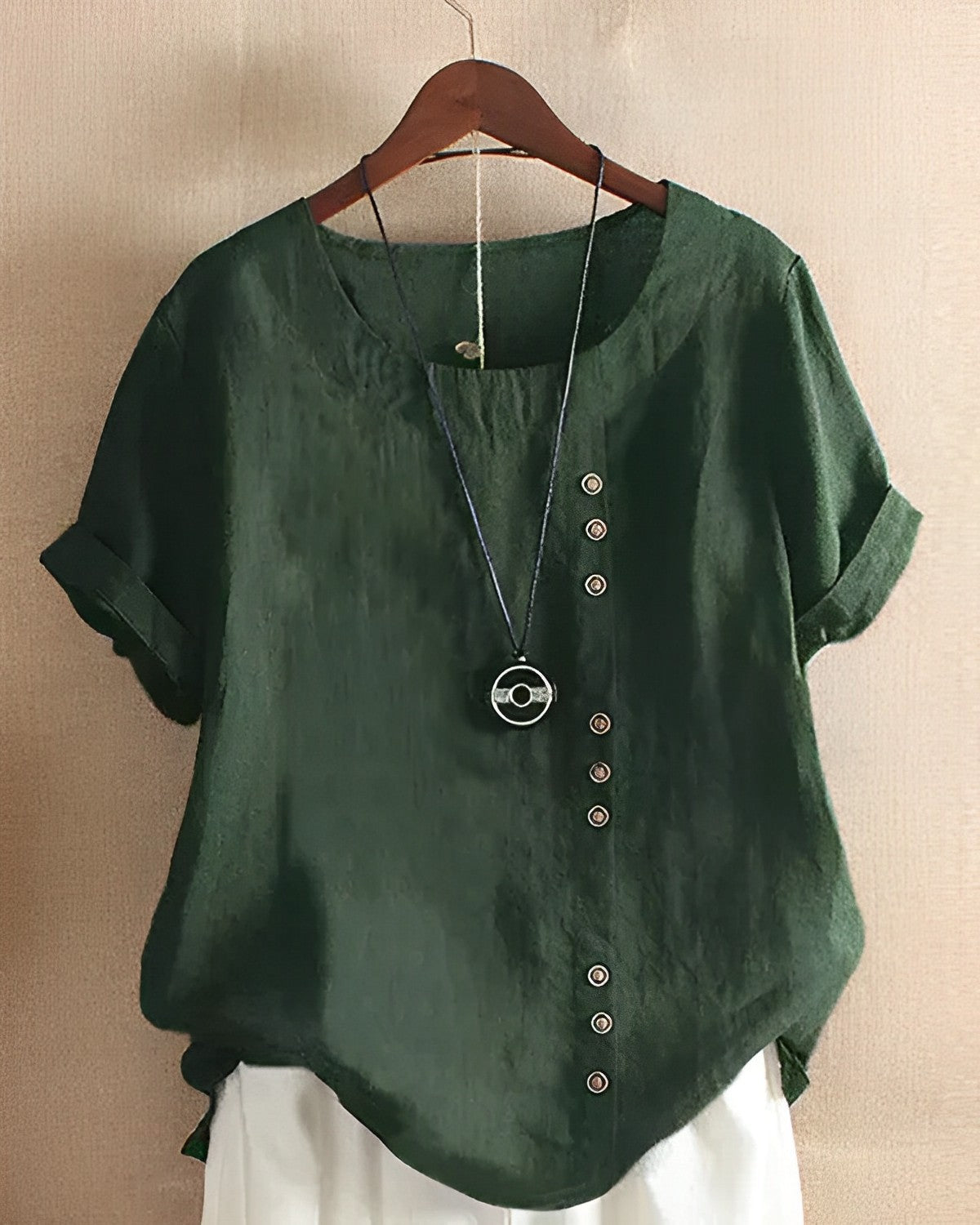 Blouse Décontractée Manches Courtes Col Rond pour Femme