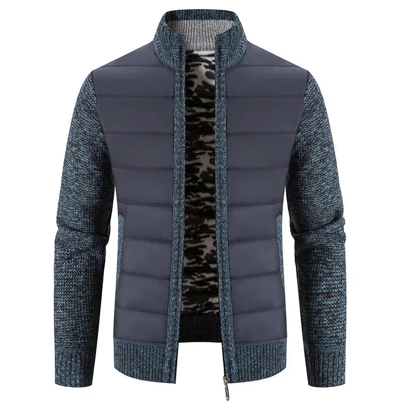 Veste Tricotée Élégante pour Homme – Col Montant & Éclair