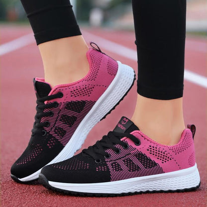 Chaussures running femme gris rose ajustables