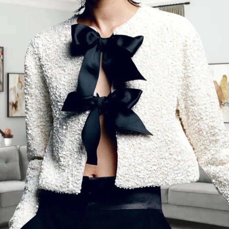 Veste à paillettes Élégante à Lacets pour Femmes - LuxeStyle