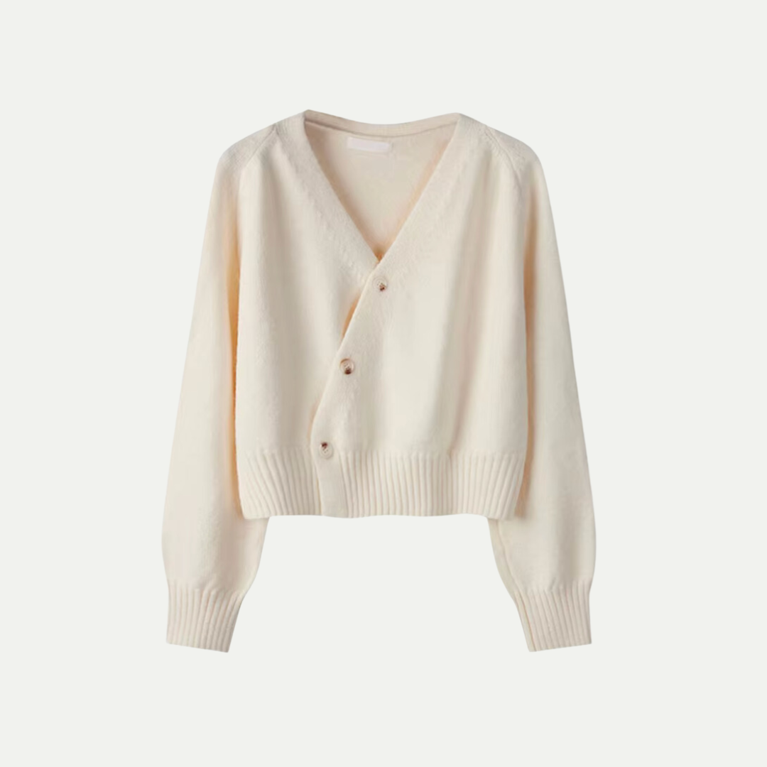 Cardigan Femme Élégant en Laine - Col en V Confortable et Court