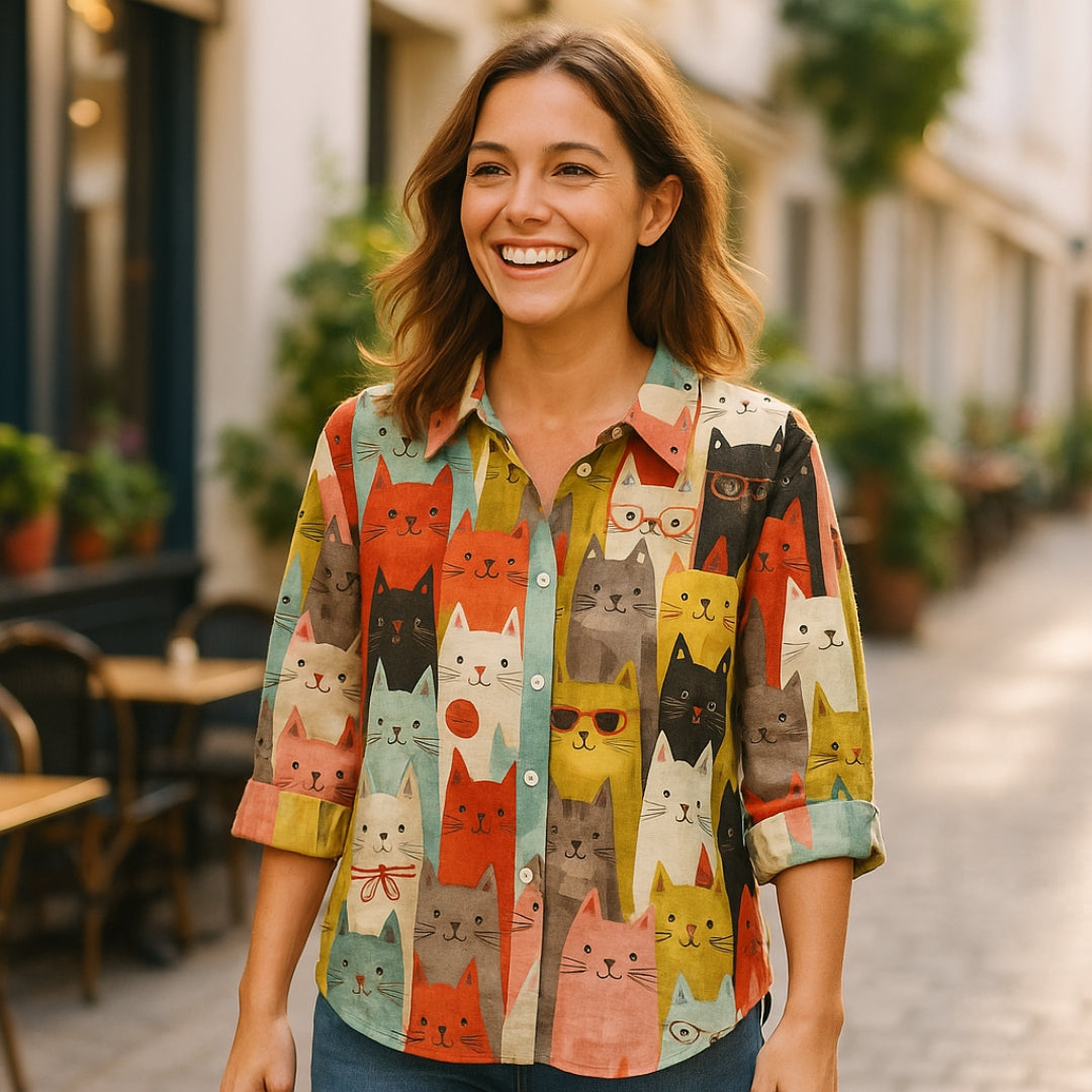 Chemise Amusante Avec Chiens Et Manches Longues - LuxeStyle