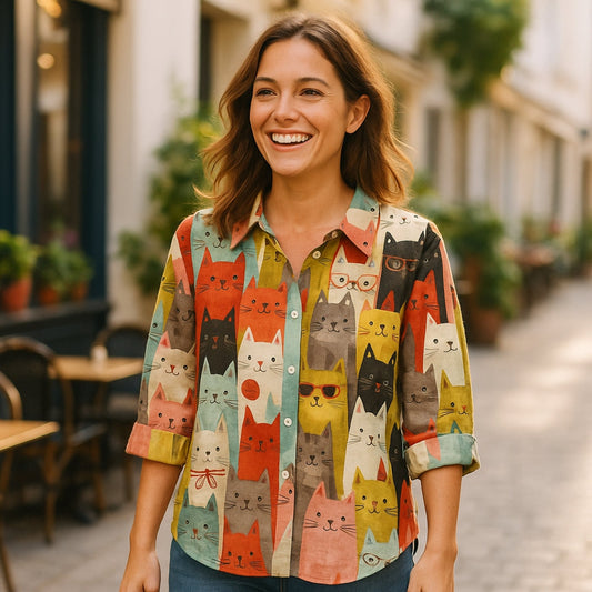 Chemise Amusante Avec Chiens Et Manches Longues - LuxeStyle