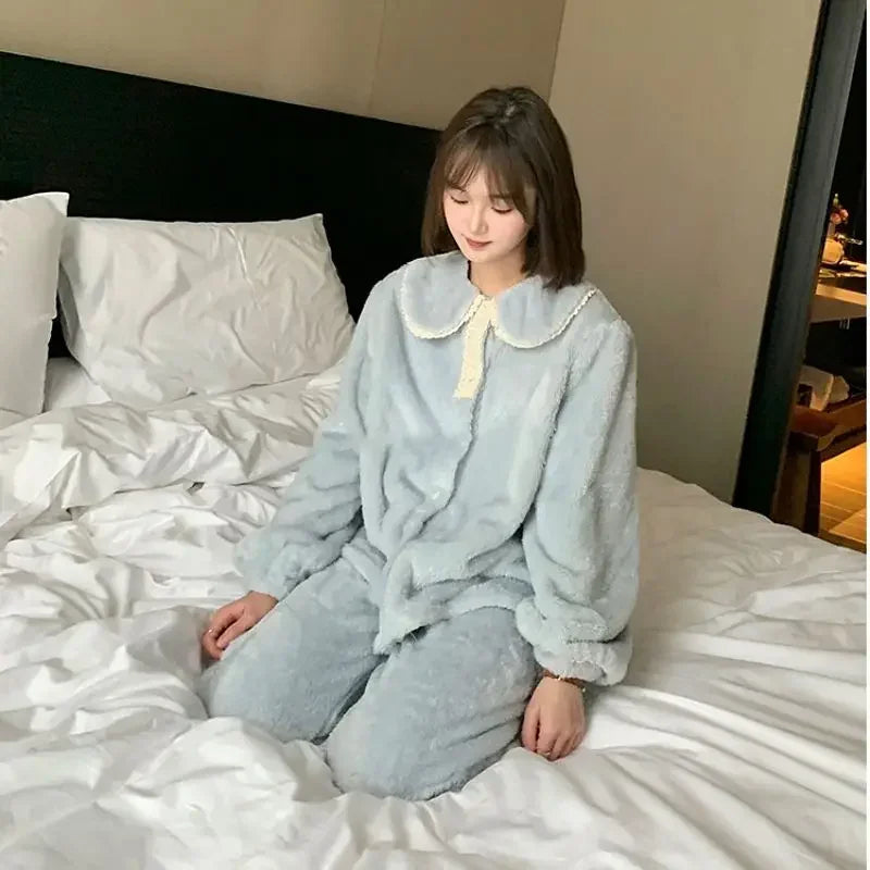 Pyjama Femme Hiver Chaud À Manches Longues
