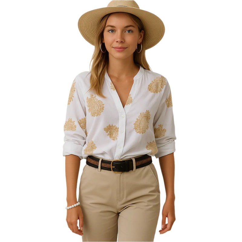 Chemise Féminine Élégante Manches Longues Décolleté Profond