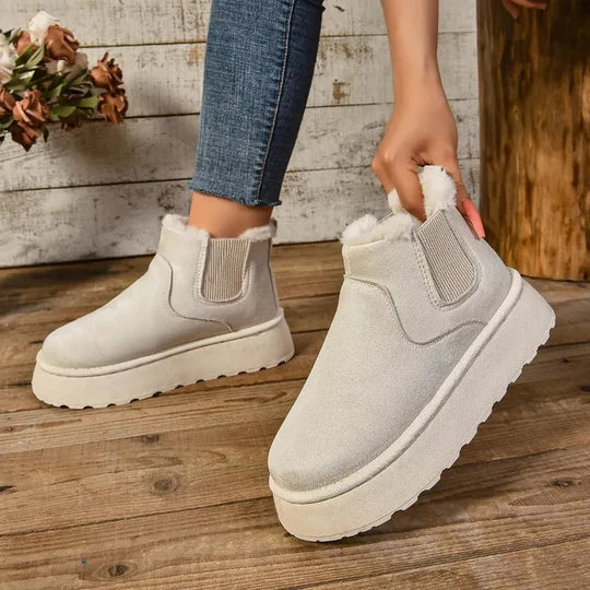 Bottines Hiver Chaudes À Lacets avec Semelle Grognon pour Femme
