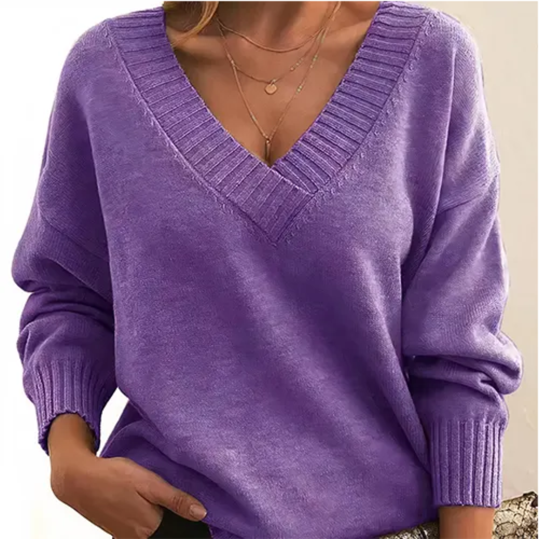 Pull Femme Hiver Col V Décontracté