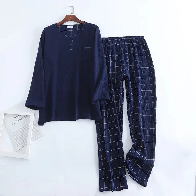 Pyjama Homme Confortable à Manches Longues