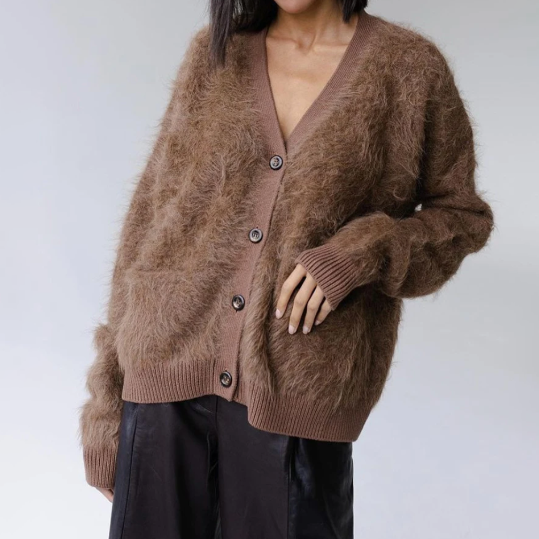 Gilet femme douillet vert forestier à boutons