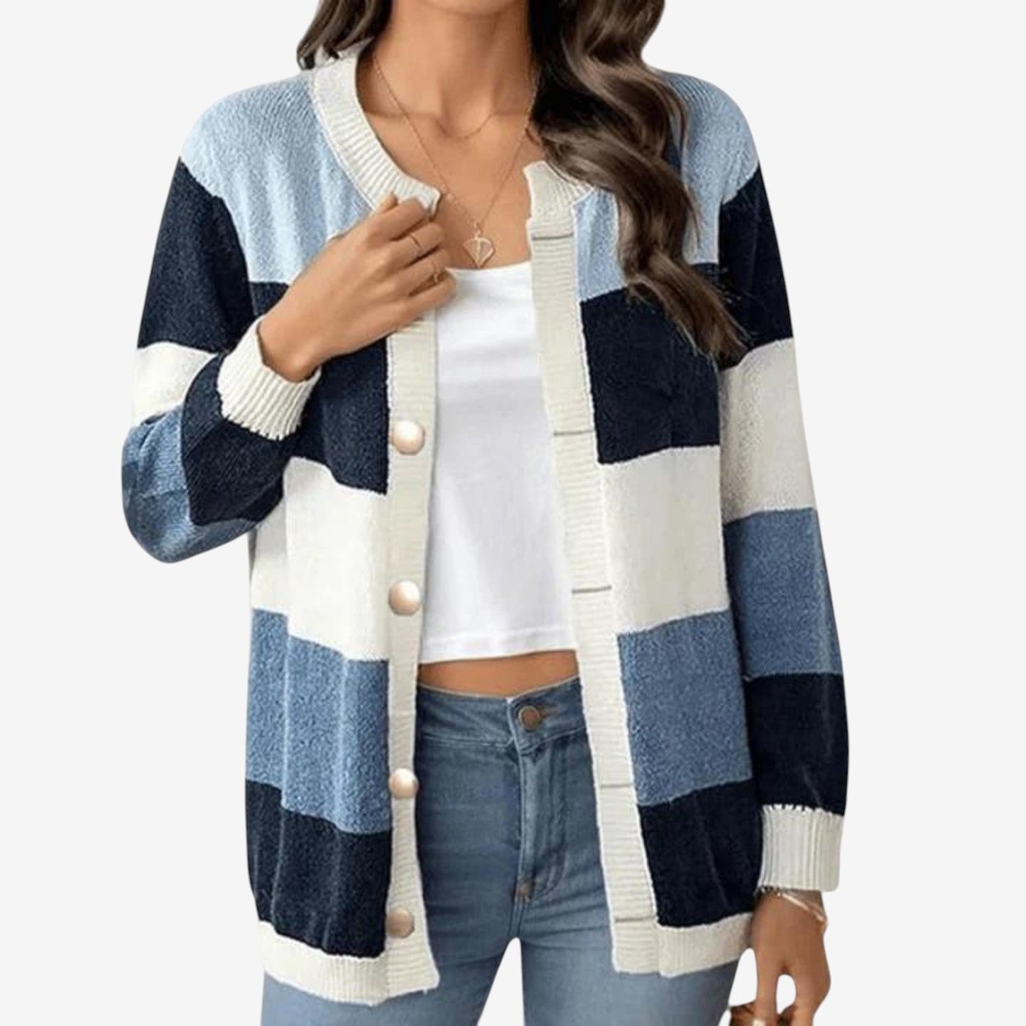 Cardigan Femme Imprimé Manches Longues Col Rond