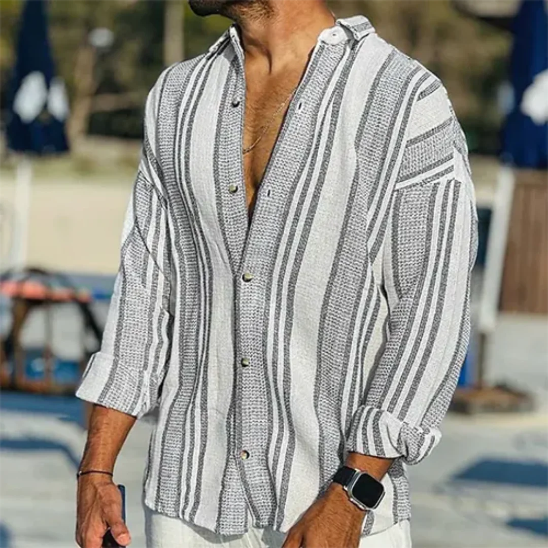 Chemise Homme Élégante À Rayures | Manches Longues