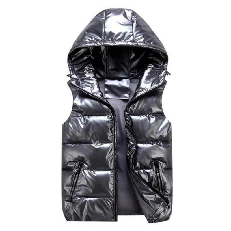 Veste sans manche tendance à capuche zippée