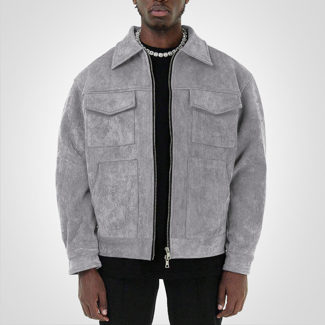 Blouson cuir brun homme fermeture zip