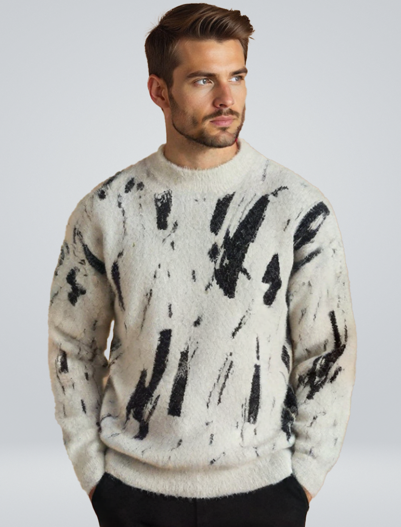 Pull Homme Hiver Motif Géométrique Col En V - LuxeStyle