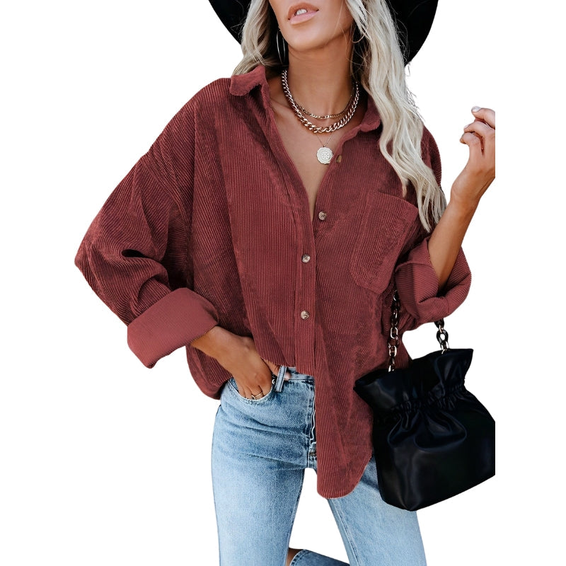 Surchemise Velours Doux Oversize avec Poche