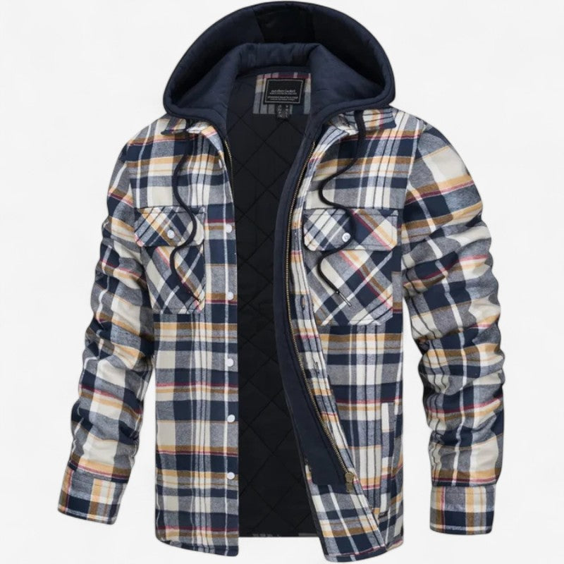 Veste en carreaux classique avec manches longues et poches pratiques