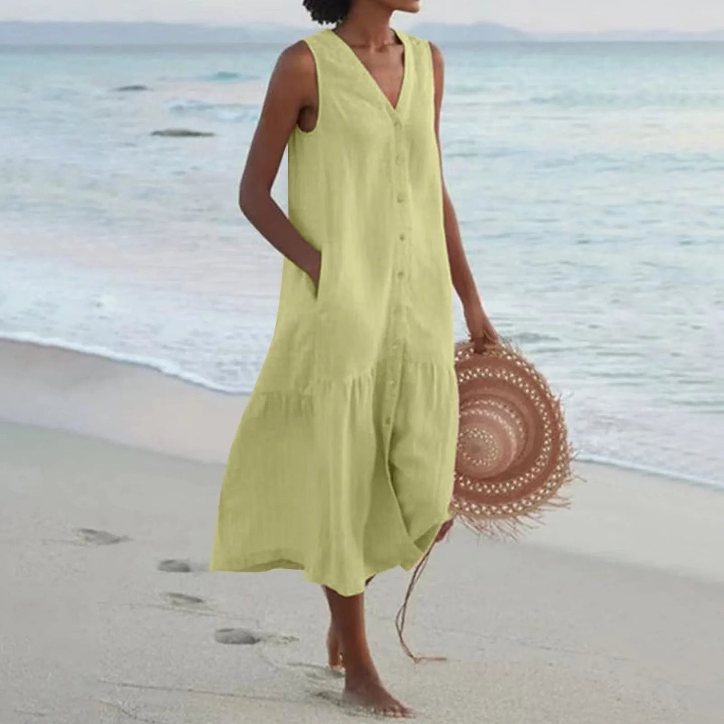 Robe Été Légère en Lin pour Femme