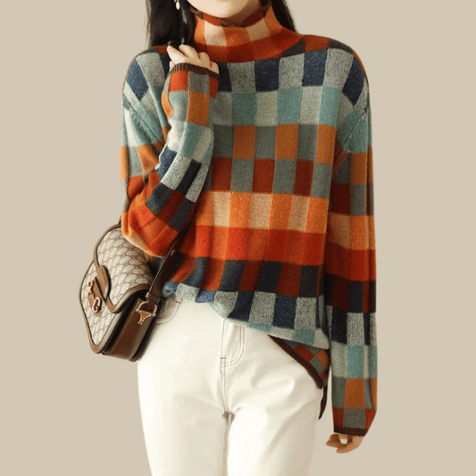 Pull à col roulé coloré femme tendance - LuxeStyle