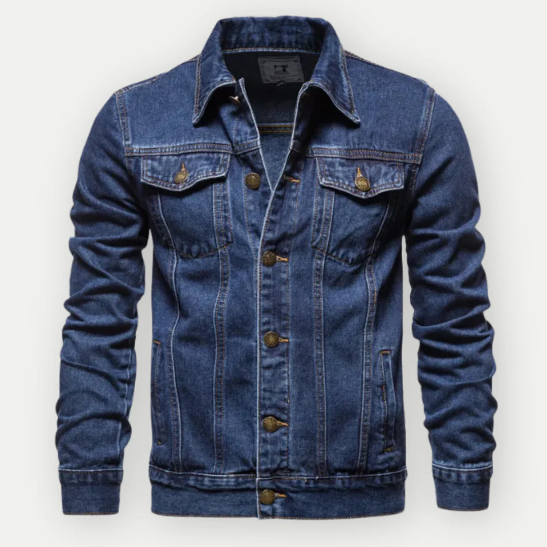 Veste Denim Homme Élégante – Jean Classique avec Fermeture Boutons et Poches Pratiques