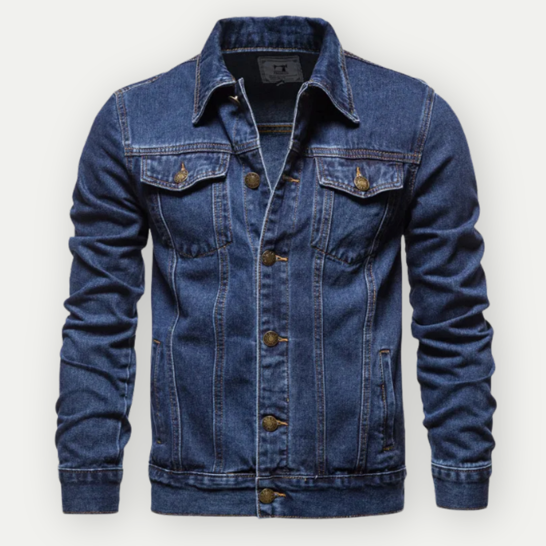 Veste Jean Noir Homme Boutons Argent