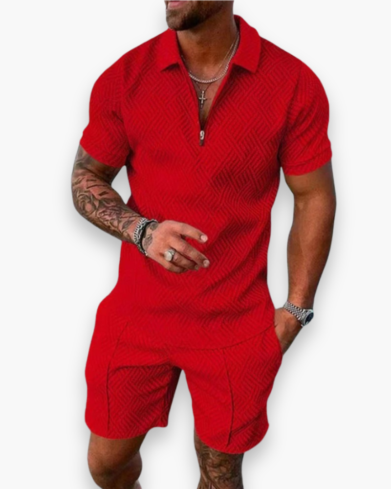 Tenue Homme Été Léger - Ensemble Polo et Short Décontracté