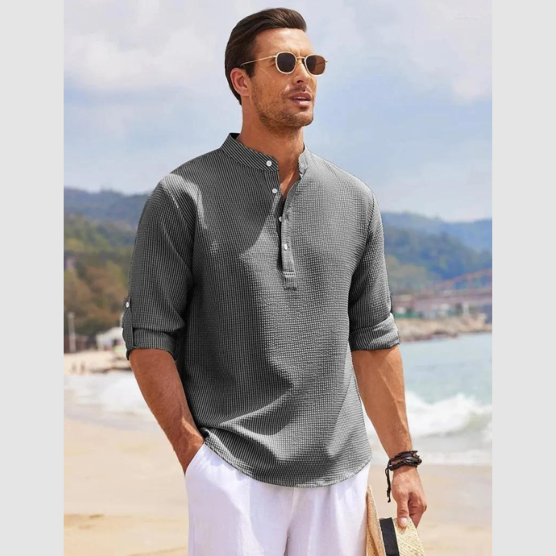 Chemise Homme Relaxe à Manches Longues avec Col Traditionnel - LuxeStyle