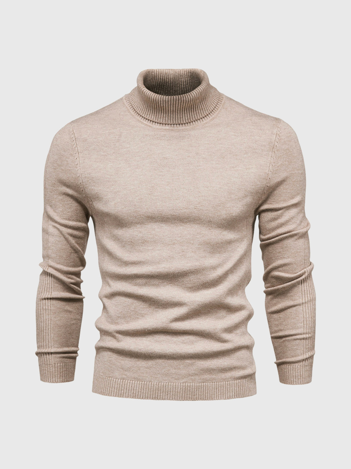 Pull Homme Blanc à Col Roulé Côtelé