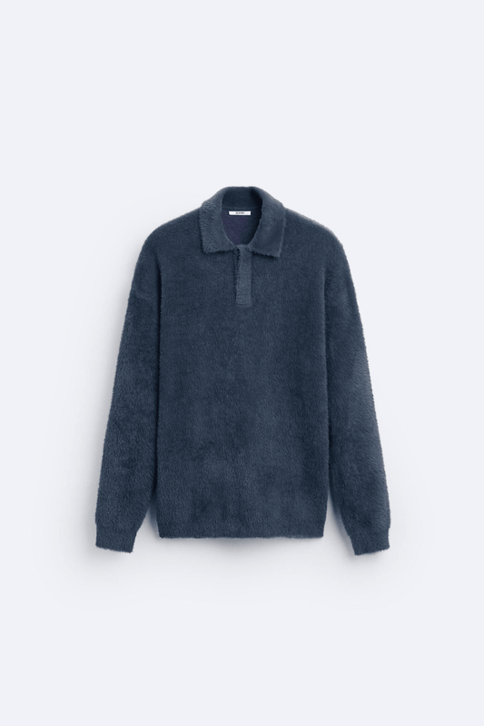 Polo Homme Élégant à Col Montant et Texture Souple - LuxeStyle