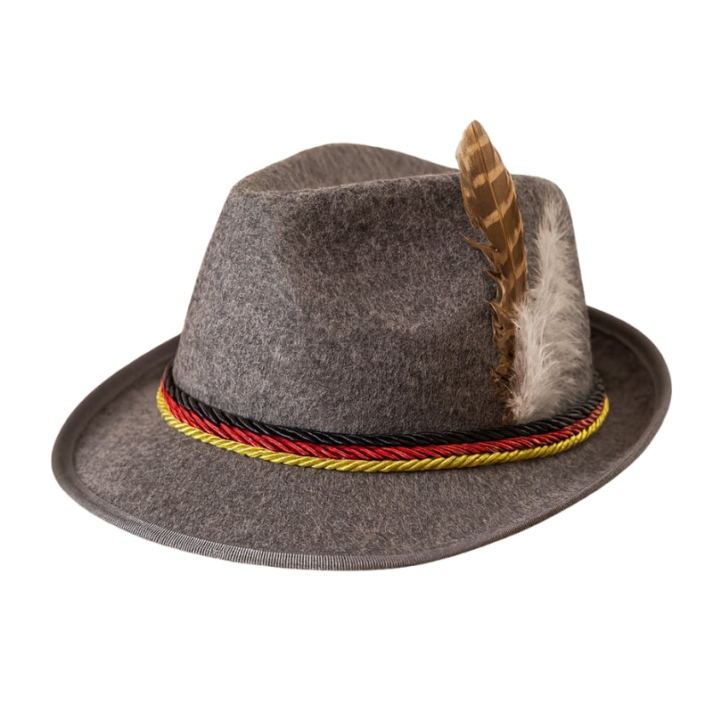 Chapeau de Fête Allemand Traditionnel avec Plume Colorée