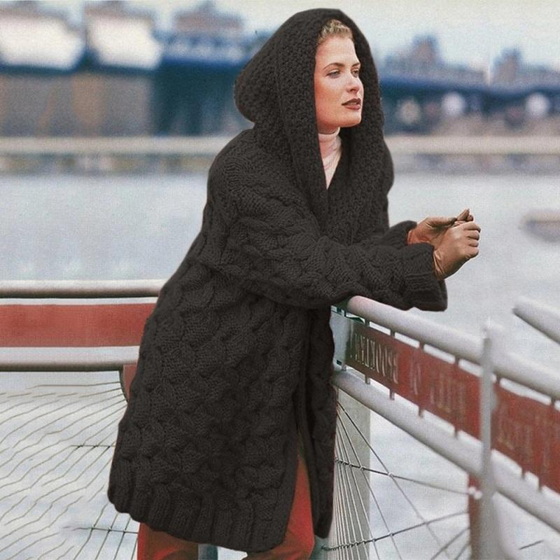 Cardigan Femmes Long Élégant Capuche