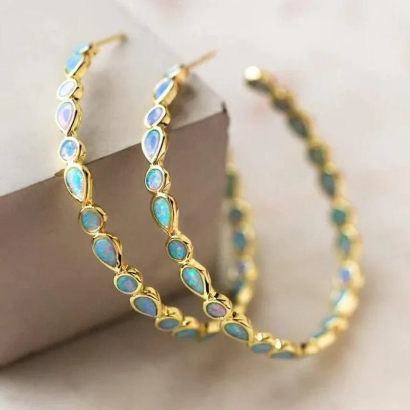 Boucles d'oreilles Créoles Chic avec Pierres en Forme de Goutte - LuxeStyle