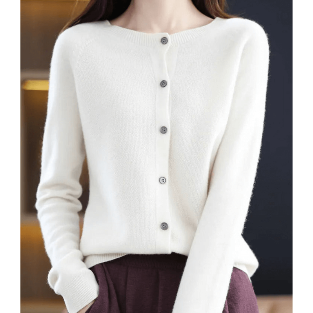 Cardigan En Cachemire À Boutons Et Manches Longues Pour Femme | Col Rond