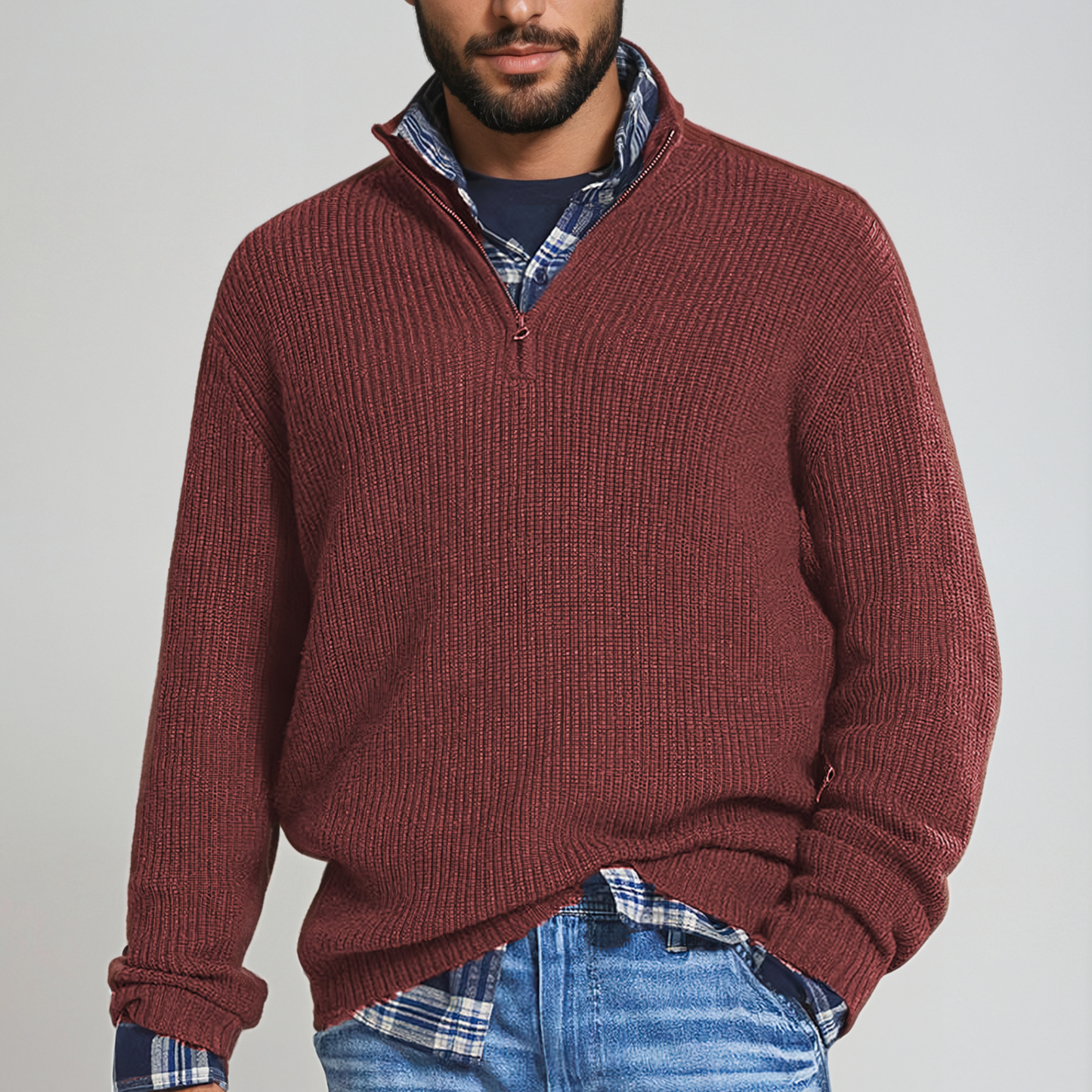 Pull Homme Hiver Chaud et Douillet à Fermeture Éclair - luxestyle