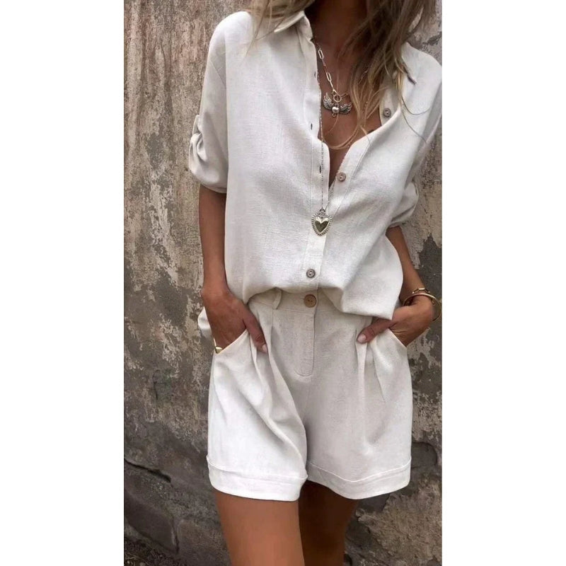 Audrey - Ensemble 2 pièces Chic avec Chemisier et Short Détente