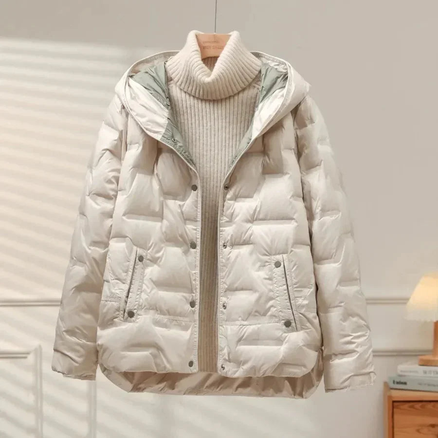 Veste Douillette pour Femme avec Fermeture Éclair et Col Montant - LuxeStyle