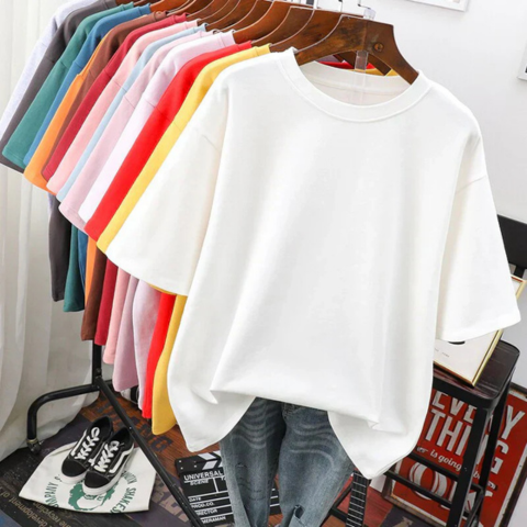 T-shirt femme décontracté en coton doux oversize