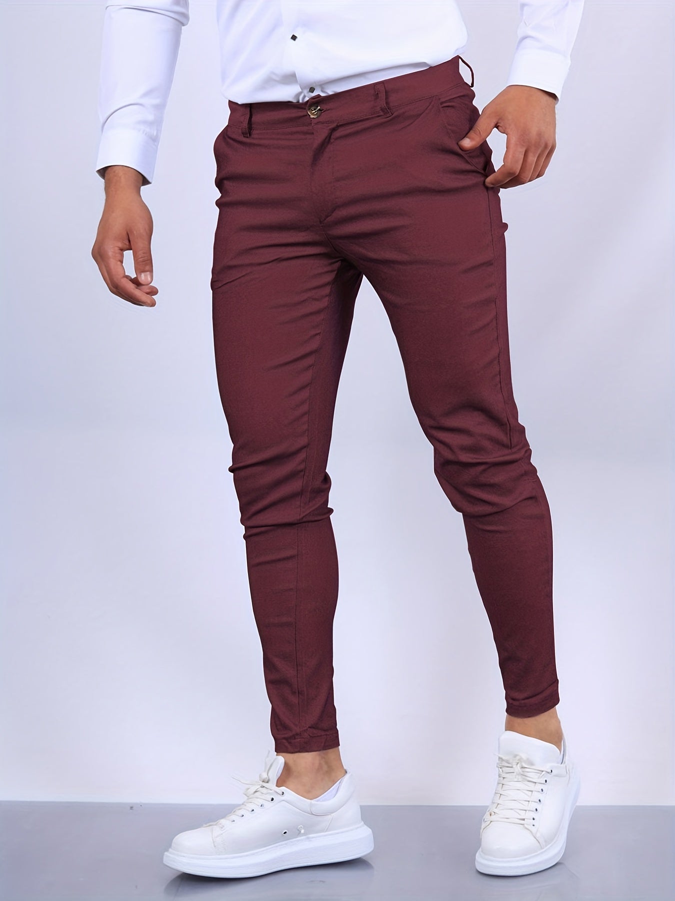 Pantalon Homme Élégant Taille Fine pour Travail et Soirée