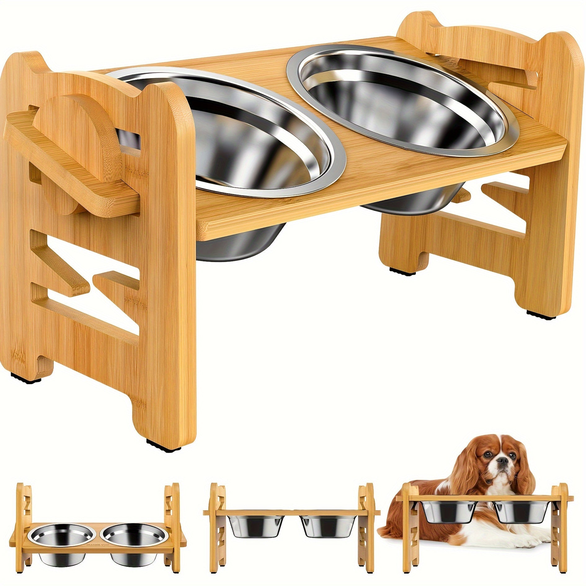 Support de repas pour chien élévateur avec deux bols anti-glissants - BlxckFR