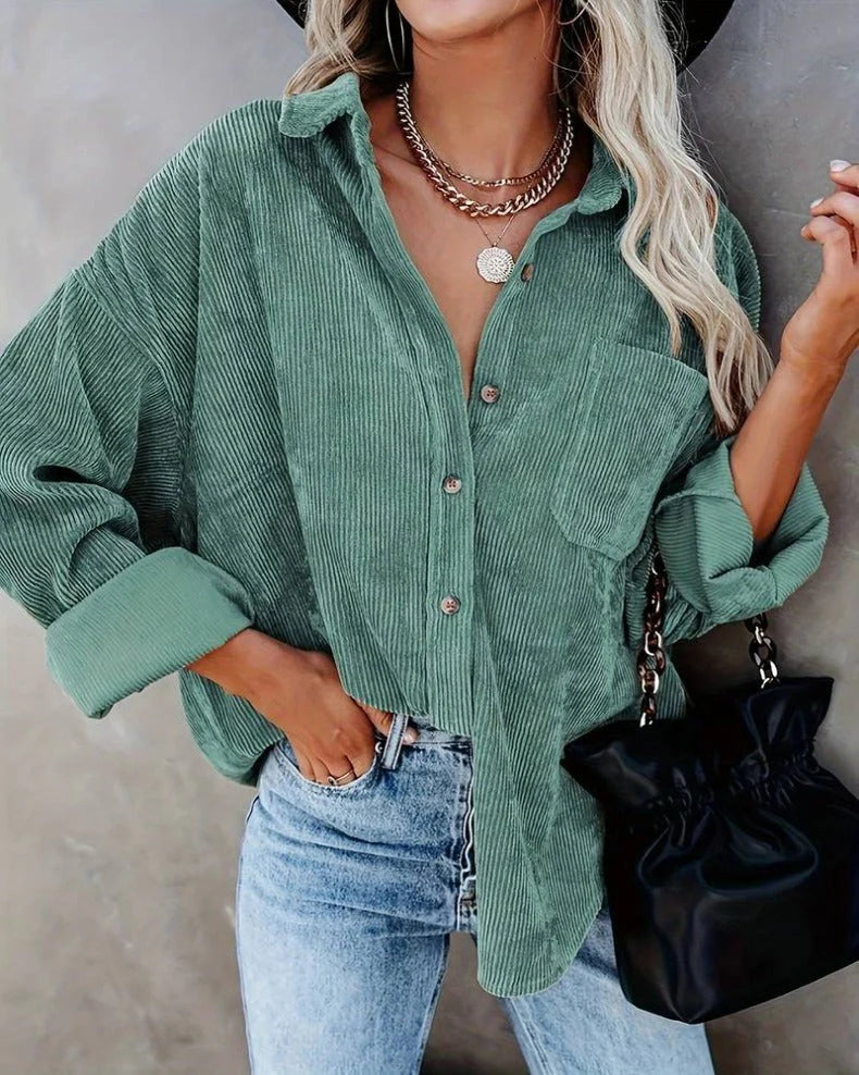 Chemise Femme Chic – Chemise Élégante en Velours Confort avec Poche Avant - LuxeStyle